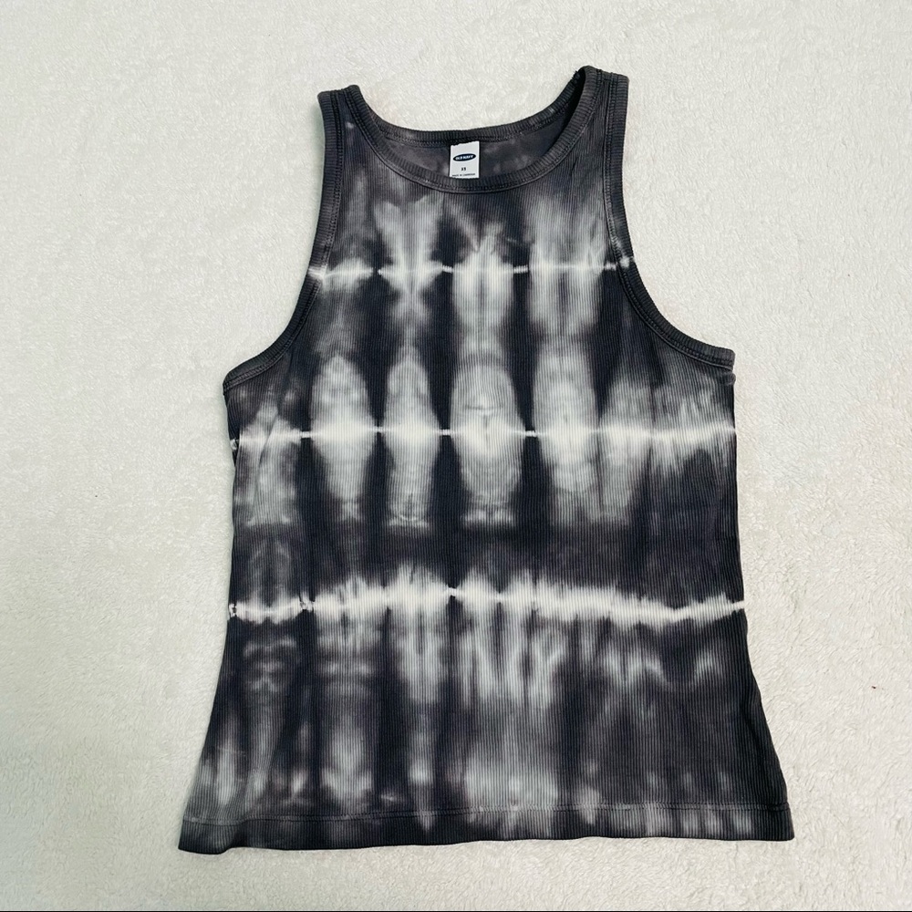 Old Navy Gray Tie Dye Rib Knot Shelf Bra Lounge Tank